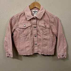 Oshkosh B'Gosh‎ Pink Corduroy Jacket Oversized Cropped Snap Closure Kid's Size 8